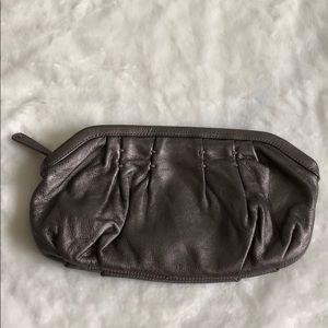 Gap Leather Clutch metallic pewter/silver